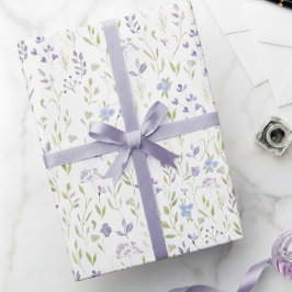 Lila blommig presentpapper