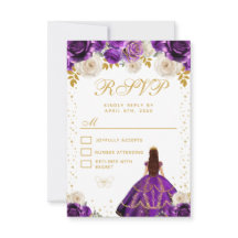Lila Blommig Prinsessa Quinceañera