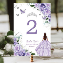 Lila Blommig Prinsessa Silver Quinceañera XV 16