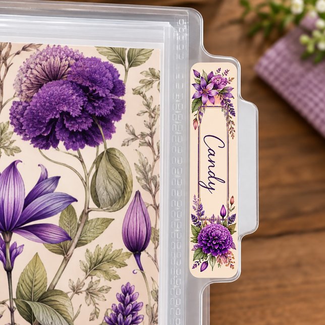 Lila Blommig  Returadress Etikett (Recipe divider tab labels)