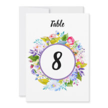 Lila Blommig Romantisk Bröllops Bordnummer