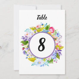 Lila Blommig Romantisk Bröllops Bordnummer Inbjudningar