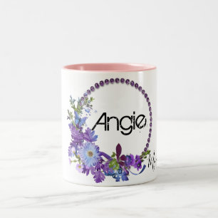 Lila blommig rosa mugg