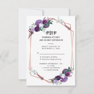 Lila Blommig RSVP Inbjudningar