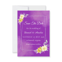 Lila Blommig Save The Date-kort