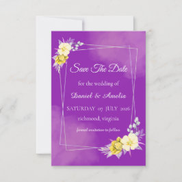 Lila Blommig Save The Date-kort Spara Datumet