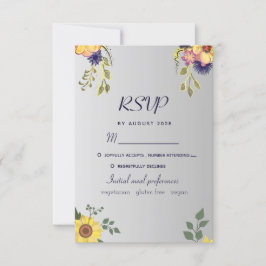 Lila Blommig Silver Bröllop RSVP-kort OSA Kort