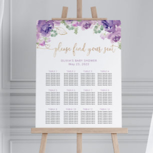 Lila blommig sittplatskarta poster