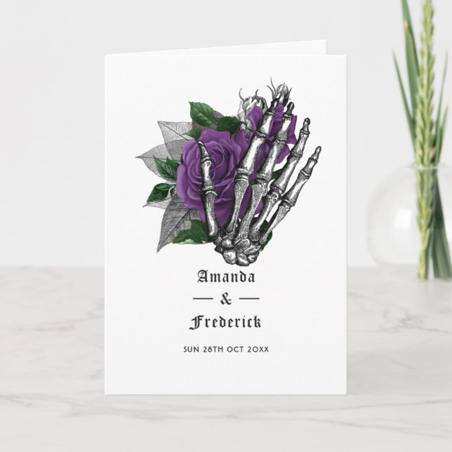 Lila Blommig Skelett Gotisk Bröllop Program (Framsida)