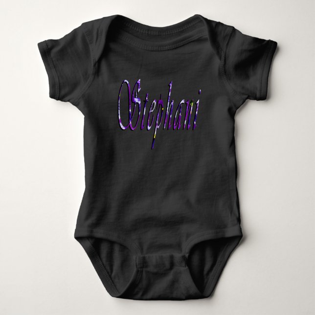 Lila Blommig Stephani Namn, T Shirt (Framsida)