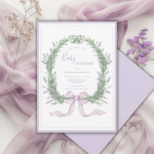 Lila Blommig Whimsisk Vintage Baby Shower Inbjudningar