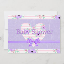 Lila Blommiga Baby Shower Inbjudningar för Flickor