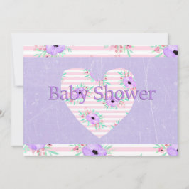 Lila Blommiga Baby Shower Inbjudningar för Flickor