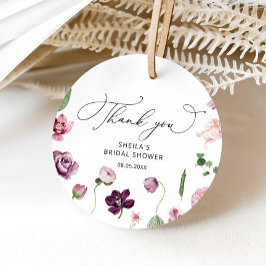 Lila blommiga bröllopsdusch presentkort gåvor etiketter