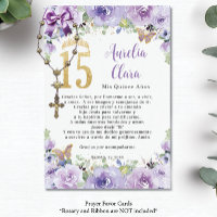 Lila blommiga fjärilar Quinceañera-bönkort