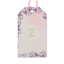 lila blommiga presentetiketter