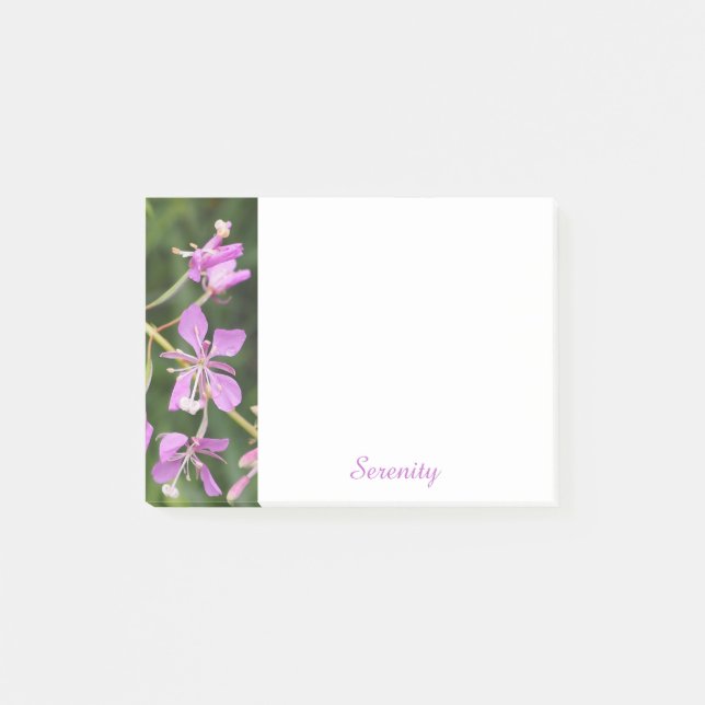 Lila blommiga Serenity Post-It-lappar Post-it Block (Framsida)