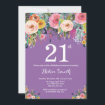 Lila Blommigt 21:a födelsedagsinbjudan Inbjudningar<br><div class="desc">Lila Blommigt 21:a födelsedagsinbjudan till kvinnor. Vattenfärgad Blommigt blomma. Lila Lilac Lavender Violet Background. Rosa, Gult, Orange, Lila blomma. Vuxen Birthday. 13:e 15:e 16:e 18:e 20:e 30:e 40:e 60:e 70:e 80:e 90:e 100:e, alla åldrar. Om du vill göra ytterligare anpassningar klickar du på knappen "Anpassa" och användor verktyg som är...</div>
