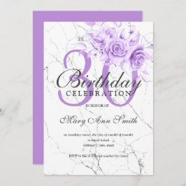 Lila Blommigt 30års födelsedag Party Marble Inbjudningar