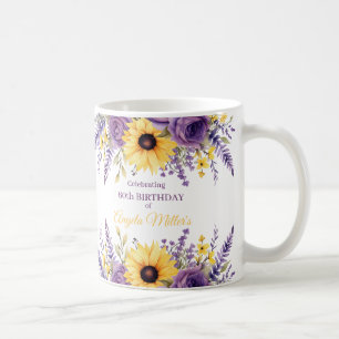 Lila blommigt 60:e födelsedagsfesten kaffemugg