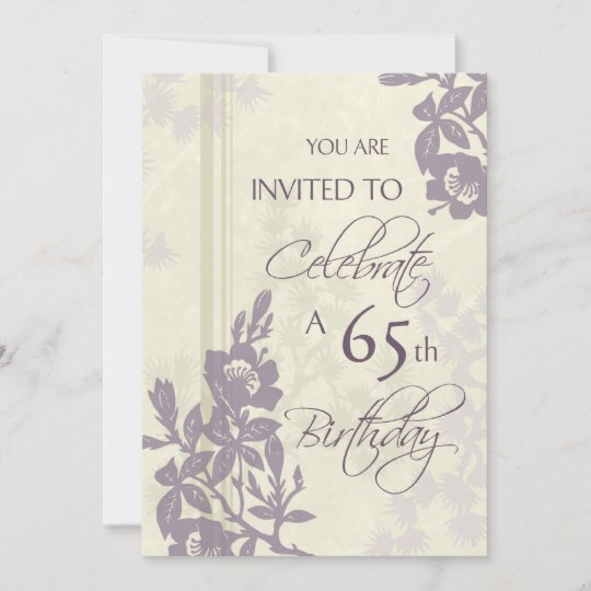 Lila Blommigt 65e Födelsedagsfest inbjudan-kort Inbjudningar 
