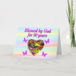 LILA BLOMMIGT 90:E BLESSINGS BIRTHDAY-KORT KORT