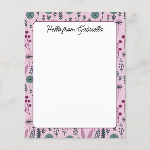 Lila Blommigt Anpassningsbar Stationery Papper