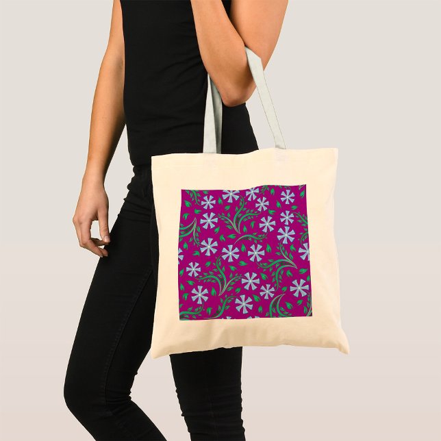 Lila Blommigt Art Tote Bag Tygkasse (Skapare uppladdad)