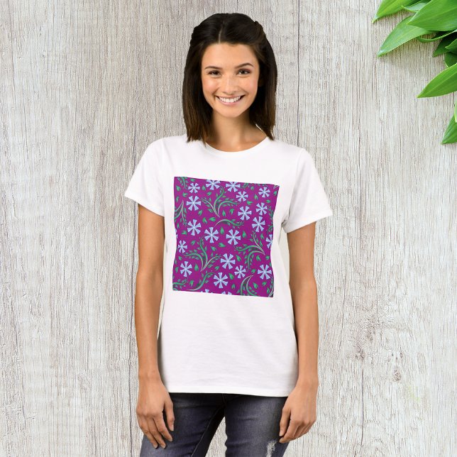 Lila Blommigt Art Womens T-Shirt (Skapare uppladdad)