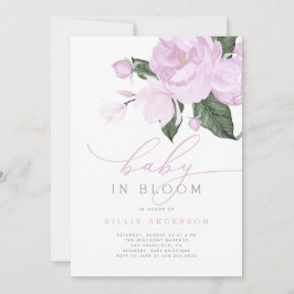 Lila Blommigt Baby i bloom Shower Girl-inbjudan Inbjudningar