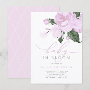 Lila Blommigt Baby i bloom Shower Girl-inbjudan Inbjudningar