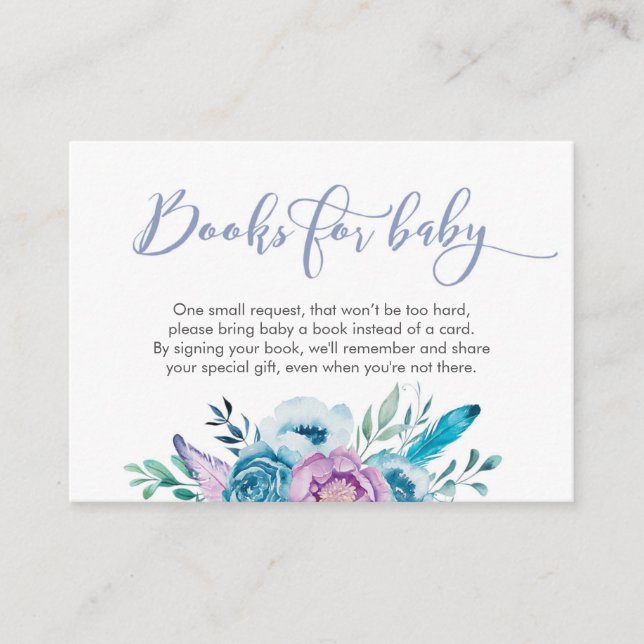 Lila Blommigt Baby Shower Bokar för baby-kort Tilläggskort (Framsida)
