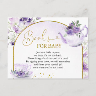 Lila Blommigt Baby Shower Tea Bokar för Baby Inbjudan Vykort