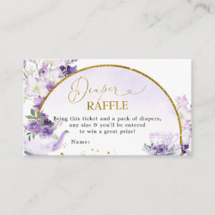 Lila Blommigt Baby Shower Tea Diaper Raffle Card Tilläggskort