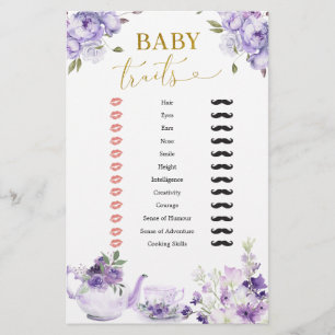 Lila Blommigt Baby Shower Tea Party Baby Traits