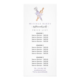 Lila Blommigt Bakery Service Pris Reklamkort