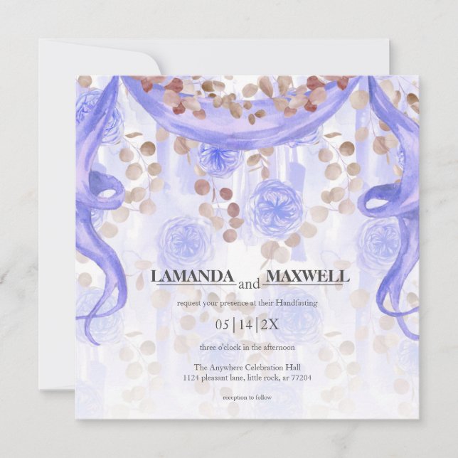 Lila Blommigt Bandtag | Fall Wedding Inbjudningar (Framsida)