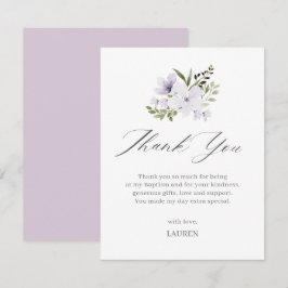 Lila Blommigt Baptism Kor Christening Tack Kort