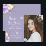 Lila Blommigt Bat mitzvah Foto Spara datum Datumet<br><div class="desc">Klistra in Lila Blommigt Bat mitzvah Foto Spara datum</div>