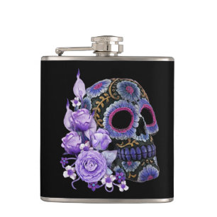 Lila Blommigt Black Sugar Skull Day of the dead Fickplunta