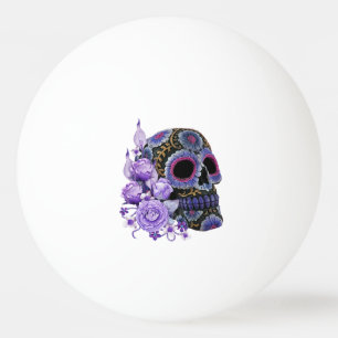 Lila Blommigt Black Sugar Skull Day of the dead Pingisboll