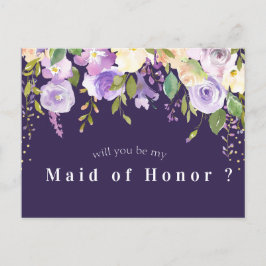 lila blommigt blir mitt Maid of honor-kort Inbjudan Vykort