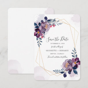 Lila Blommigt Bloom Script Geometric Spara datum Datumet