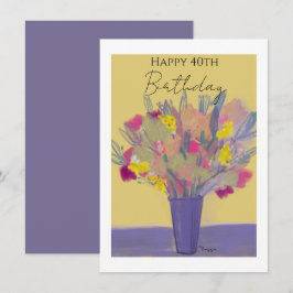 Lila Blommigt Bouquet Anpassningsbar Födelsedag