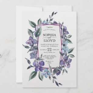 Lila blommigt bouquet geometric ram julkort