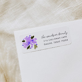 Lila Blommigt Bouquet-Returetiketter Returadress Etikett