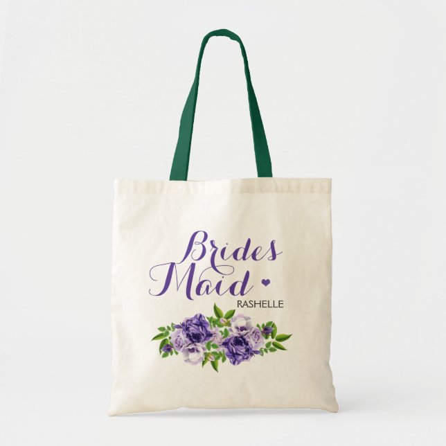 Lila Blommigt Bridesmaid Tygkasse (Framsidan)