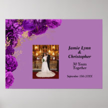 Lila Blommigt Bröllop-årsdagen Poster