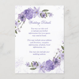 Lila Blommigt Bröllop Tilläggskort