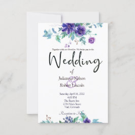 Lila blommigt bröllopsinbjudan inbjudningar